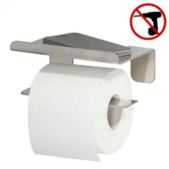 Tiger Colar Toilet Roll Holder with Shelf - Brushed Stainless Steel