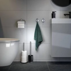 Tiger Tune Freestanding Spare Toilet Roll Holder - Brushed Stainless Steel/Black -FlushPro Shop 1325530946 D2 460