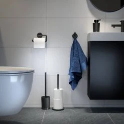 Tiger Tune Freestanding Spare Toilet Roll Holder - Brushed Black Metal/Black 7 Tiger Tune Freestanding Spare Toilet Roll Holder - Brushed Black Metal/Black -FlushPro Shop 1325538946 D2 460