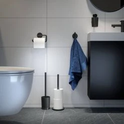 Tiger Tune Toilet Roll Holder - Brushed Black Metal/Black -FlushPro Shop 1326538946 D2 460