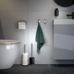 Tiger Tune Toilet Roll Holder with Cover - Brushed Stainless Steel/Black -FlushPro Shop 1326630946 D2 460