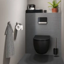 Tiger Tune Toilet Roll Holder with Cover - Brushed Stainless Steel/Black -FlushPro Shop 1326630946 D3 460