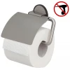 Tiger Tune Toilet Roll Holder with Cover - Brushed Stainless Steel/Black -FlushPro Shop 1326630946 P