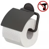Tiger Tune Toilet Roll Holder with Cover - Brushed Black Metal/Black -FlushPro Shop 1326638946 P