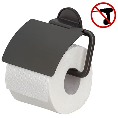 Tiger Tune Toilet Roll Holder with Cover - Brushed Black Metal/Black 3 Tiger Tune Toilet Roll Holder with Cover - Brushed Black Metal/Black