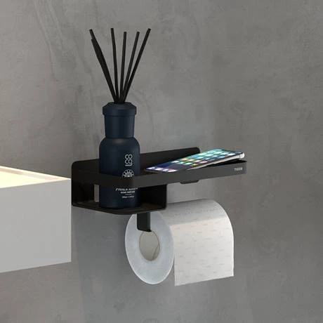 Tiger Caddy Toilet Roll Holder with Shelf - Black 8 Tiger Caddy Toilet Roll Holder with Shelf - Black - Image 6