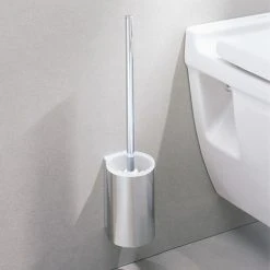 Keuco Plan Wall Mounted Toilet Brush & Holder - Chrome/White