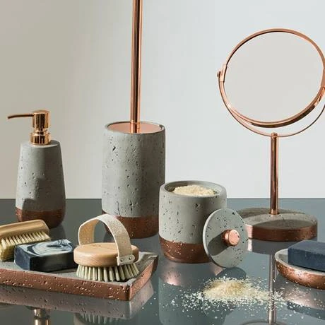 Neptune Toilet Brush Holder - Concrete & Copper 5 Neptune Toilet Brush Holder - Concrete & Copper - Image 3