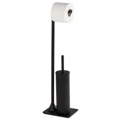 Wenko Hella Black Freestanding Toilet Brush & Roll Holder - 23710100