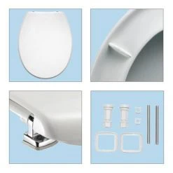 Bemis Buxton Toilet Seat with Adjustable Chrome Hinges - 2850CPT000 -FlushPro Shop 2850CPT000 D3 460