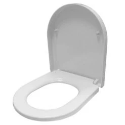 Euroshowers ONE Seat Short D-Shape Soft Close Toilet Seat - White - 88210 -FlushPro Shop 80210 n d1 375