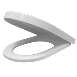 Euroshowers ONE Seat Long Elongated D-Shape Soft Close Toilet Seat - White - 88310 -FlushPro Shop 80410 n d2 375