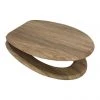 Euroshowers Rustic Oak MDF Toilet Seat with Chrome Bar Hinges - 82998
