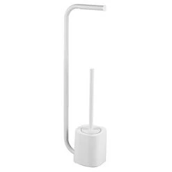 Arezzo White Free Standing Toilet Brush + Roll Holder