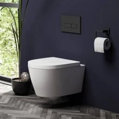 Arezzo Matt Black Square Toilet Roll Holder -FlushPro Shop AZB31 d3 460