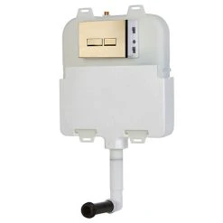 Arezzo Compact Concealed Cistern with Brushed Brass Flush Plate - Square Buttons