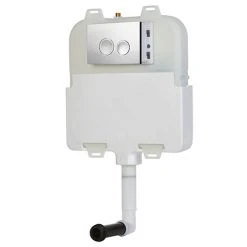 Arezzo Compact Concealed Cistern with Polished Chrome Flush Plate - Round Buttons