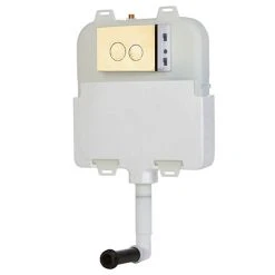 Arezzo Compact Concealed Cistern with Gold Flush Plate - Round Buttons