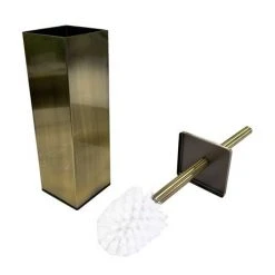 Arezzo Square Toilet Brush Antique Brass -FlushPro Shop AZSQTBAB d1 460