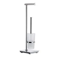 Smedbo Outline Lite Square Freestanding Toilet Brush and Roll Holder - FK603
