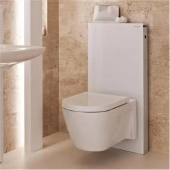 Geberit - Monolith WC Frame & Cistern for Wall Hung WC's - White/Aluminium -FlushPro Shop Geberit Monolith for Wall Hung WCs White d 375