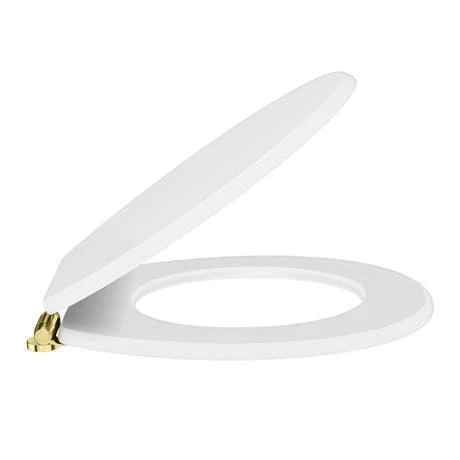 Toreno High Gloss White MDF Bottom Fixing Toilet Seat Brushed Brass Hinges 4 Toreno High Gloss White MDF Bottom Fixing Toilet Seat Brushed Brass Hinges - Image 2