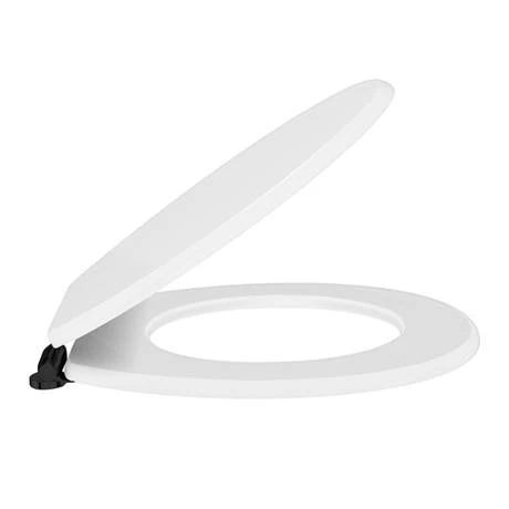 Toreno High Gloss White MDF Bottom Fixing Toilet Seat Matt Black Hinges 4 Toreno High Gloss White MDF Bottom Fixing Toilet Seat Matt Black Hinges - Image 2