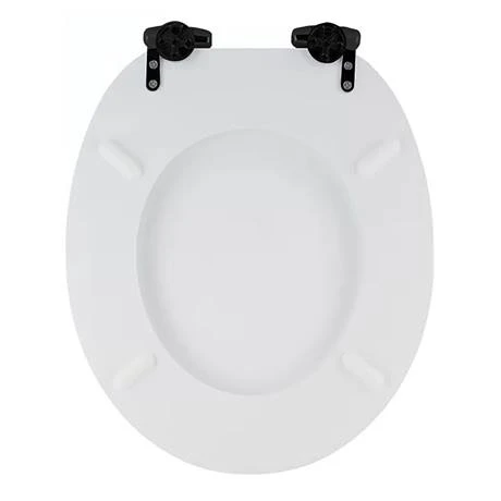 Toreno High Gloss White MDF Bottom Fixing Toilet Seat Matt Black Hinges 5 Toreno High Gloss White MDF Bottom Fixing Toilet Seat Matt Black Hinges - Image 3