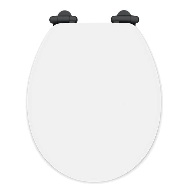 Toreno High Gloss White MDF Bottom Fixing Toilet Seat Matt Black Hinges 3 Toreno High Gloss White MDF Bottom Fixing Toilet Seat Matt Black Hinges