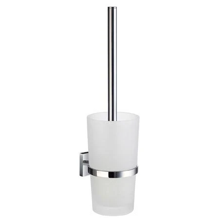 Smedbo House - Polished Chrome Wall Mounted Toilet Brush & Frosted Glass Container - RK333 3 Smedbo House - Polished Chrome Wall Mounted Toilet Brush & Frosted Glass Container - RK333