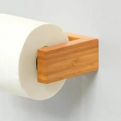 Slimline Toilet Roll Holder Bamboo -FlushPro Shop STRHBB D1 460