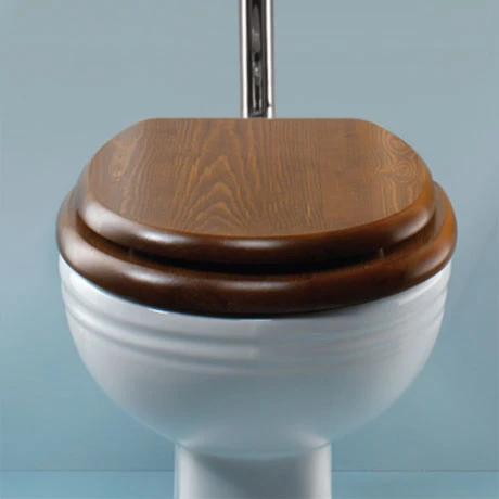 Silverdale Dark Oak Wooden High/Low Level Toilet Seat with Chrome Hinges 3 Silverdale Dark Oak Wooden High/Low Level Toilet Seat with Chrome Hinges