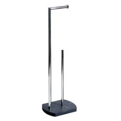 Trafalgar Anthracite Marble Effect Freestanding Toilet Roll & Spare Paper Holder