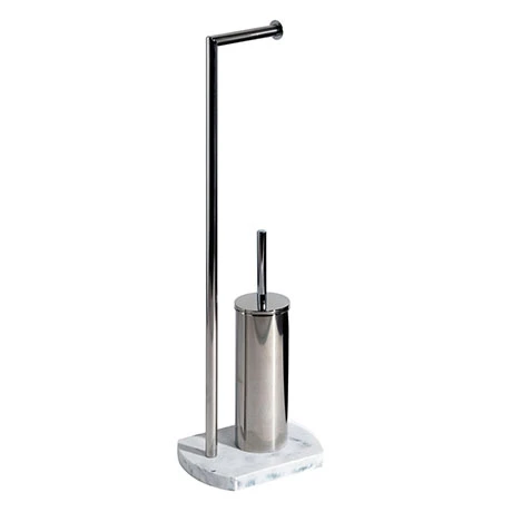 Trafalgar White Marble Effect Freestanding Toilet Roll & Toilet Brush Holder 3 Trafalgar White Marble Effect Freestanding Toilet Roll & Toilet Brush Holder