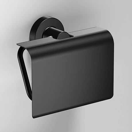 Venice Black Toilet Roll Holder with Cover 3 Venice Black Toilet Roll Holder with Cover