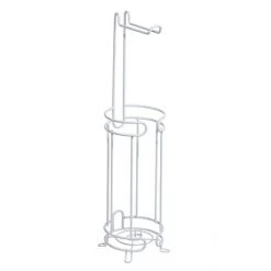 White Wire Freestanding Toilet Roll & Spare Paper Holder