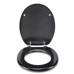 Croydex Flexi-Fix Black Quartz Effect Anti-Bacterial Toilet Seat - WL601821H -FlushPro Shop WL601821H ai3 460