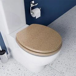 Croydex Flexi-Fix Dorney Sandstone Effect Anti-Bacterial Toilet Seat - WL601915H
