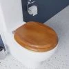 Croydex Flexi-Fix Davos Antique Effect Solid Pine Anti-Bacterial Toilet Seat - WL602250H -FlushPro Shop WL602250H med