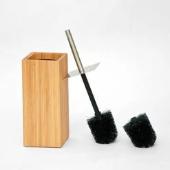 Wooden Toilet Brush & Holder Bamboo -FlushPro Shop WTBHBB D4 460