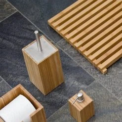 Wooden Toilet Brush & Holder Bamboo -FlushPro Shop WTBHBB D5 460