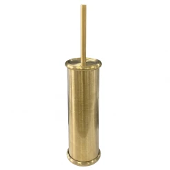 Brushed Gold Round Toilet Brush + Holder